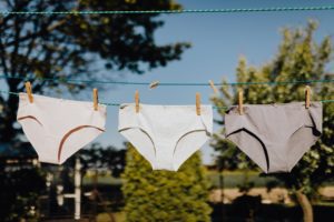 female underwear hanging on clothesline